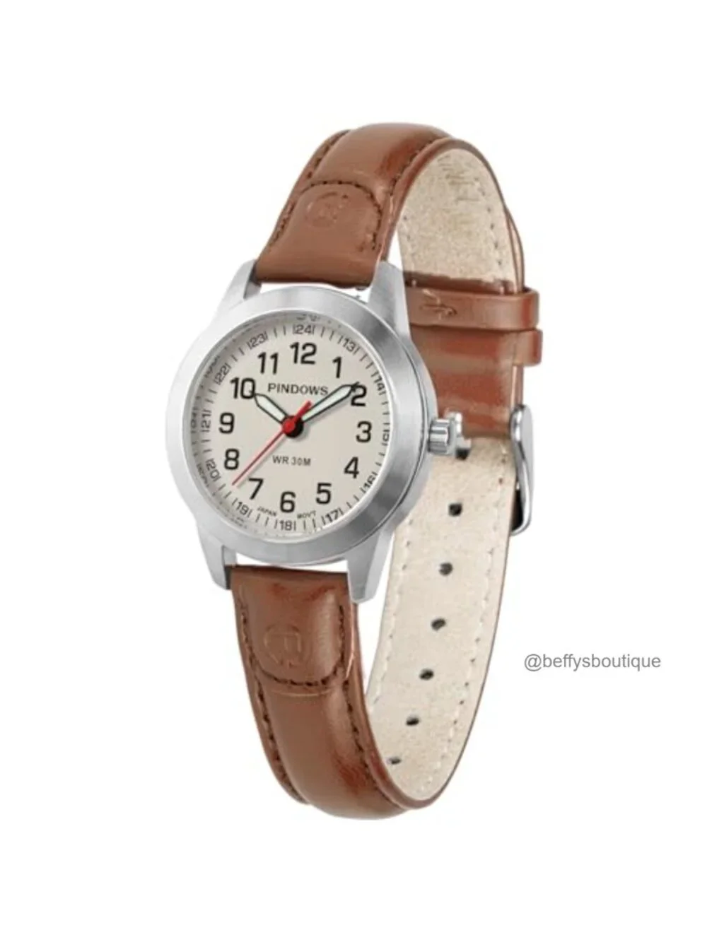 Women's Minimalist Quartz Watch, Gold-Tone Case with Brown Leather Strap, Slim